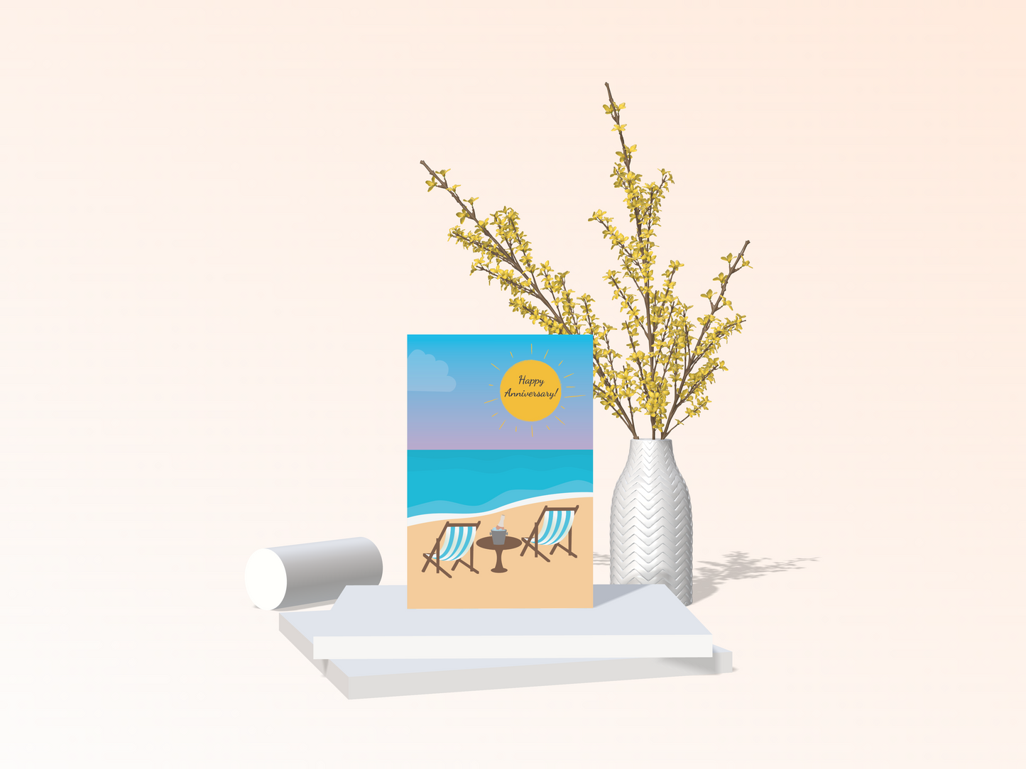 Sunset At The Beach Anniversary Card