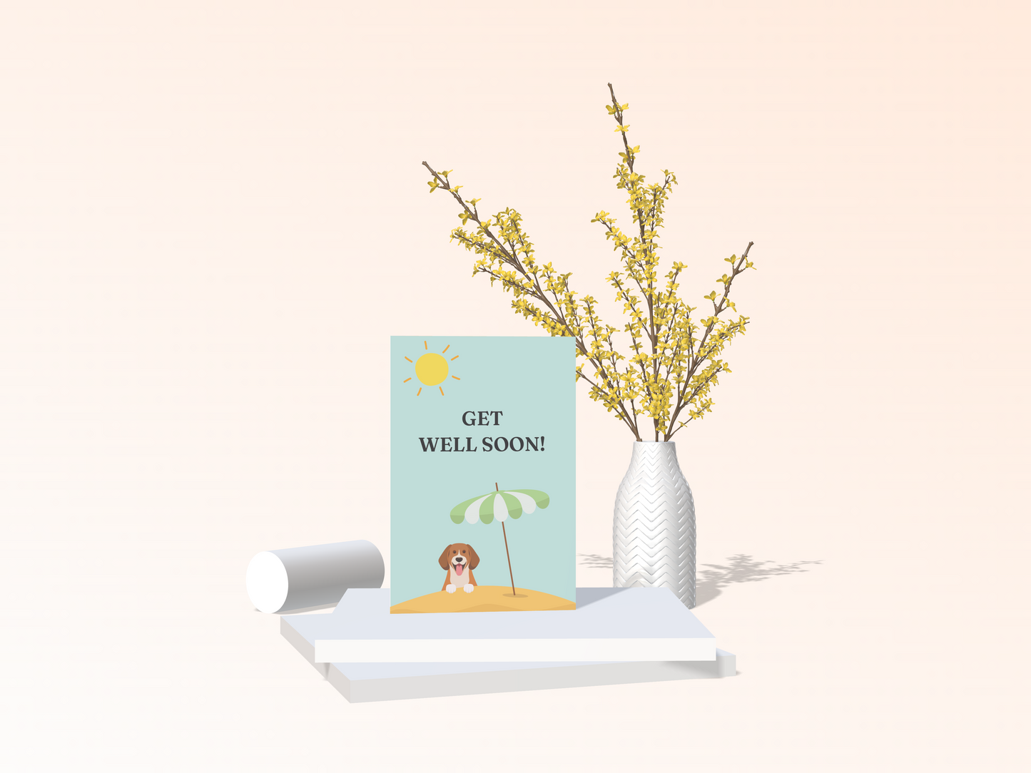 Puppy On The Beach Get Well Soon Card
