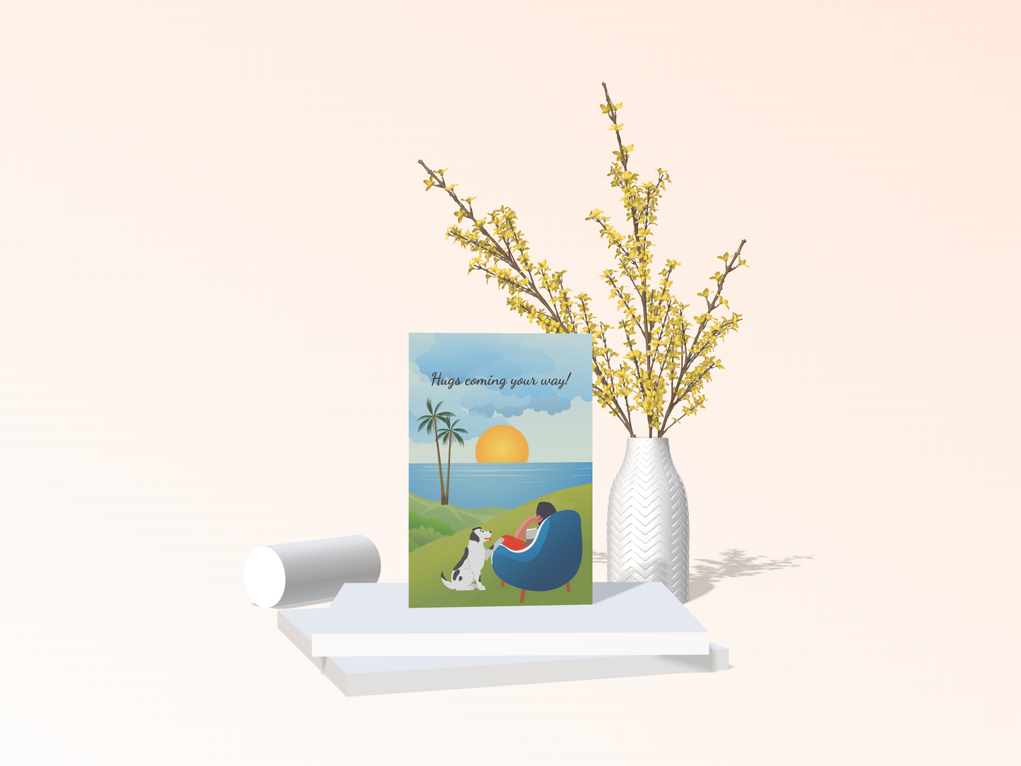 Happy Dog & Sunset Get Well Soon Card
