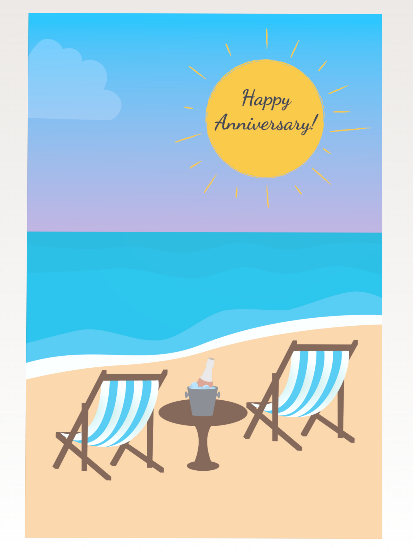 Sunset At The Beach Anniversary Card